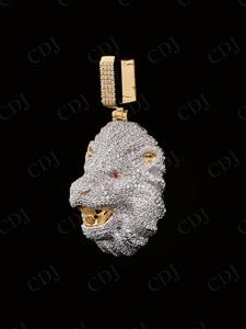 Colgante de León 3D con Incrustaciones de Circonitas, Plata de Ley S925 Chapada en Oro, Diseño Personalizado de Moda Rapera, Estilo Hip Hop, Colgante de Moissanita, Venta al Por Mayor de Fábrica - Product Image 2