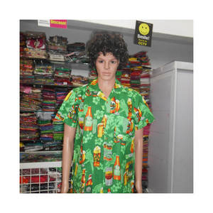 เสื้อฮาวายแขนสามส่วนสำหรับผู้ชาย,เสื้อฮาวายสำหรับวันหยุดพอดีตัวทำจากโพลีเอสเตอร์ - Product Image 1