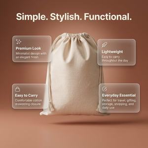 Sac en coton anti-humidité avec cordon de serrage 10x12 pouces 150 GSM Priglob Exim pour cadeaux, shopping et emballage avec option de logo personnalisé - Product Image 4