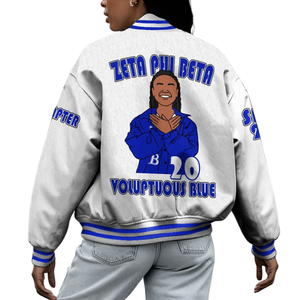 Zeta Phi Beta 1920 Sorority ZPB Fundadores Azul Blanco Varsity Letterman Chaqueta Greek Life Chenille Patch Edition - Product Image 2
