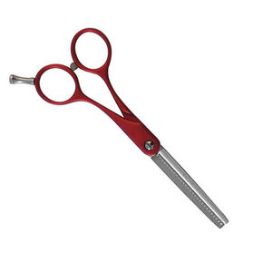 Tijeras de adelgazamiento de corte de pelo con mango de Color rojo para salón de belleza, tijera de adelgazamiento de peluquería con reposapiés ajustable - Product Image 4