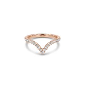 แหวนเพชรลายเชฟรอนแบบเซ็นชื่อ - เครื่องประดับแฟชั่นสีโรสโกลด์ - Product Image 2
