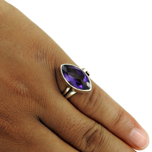 Mejor diseño hecho a mano clásico cabujón anillo con amatista piedra preciosa 925 plata esterlina sólida estampado moda plata Boho joyería - Product Image 2