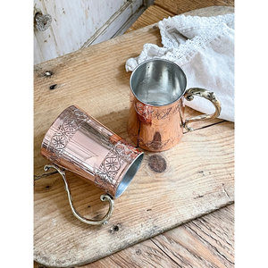Taza de cobre de diseño antiguo, vasos de cobre puro hechos a mano para cócteles de mula de Moscú y bebidas refrescantes - Product Image 3