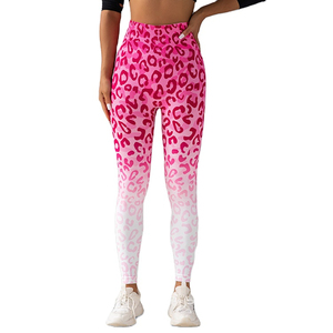 OEM personalizado Sexy leopardo Leggings mujeres sin costuras mallas delgadas deportes Fitness correr pantalones cintura alta cadera moda medias elásticas - Product Image 1