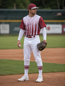 Custom Sublimation Striped Short Sleeve Baseball Uniform Men 100% Polyester Quick Dry Elastic Waist UV Protection Team Jersey - Product Image 1