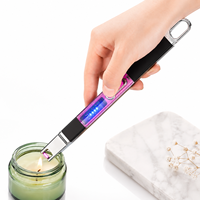 Briquet Électrique Portable à Logo Personnalisé, Rechargeable USB-C, Coupe-Vent, Sans Flamme, Allumage d'Arc pour Bougies, Design Moderne pour Fêtes