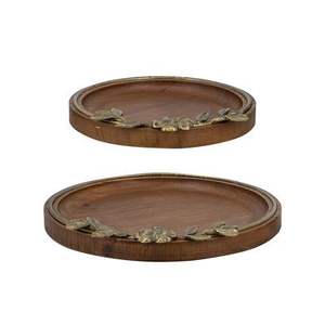 Luxury Handmade Brass Serving <b>Tray</b> with Ornate Leaf Handles Eco-Friendly Decorative Snack Drink Platter for Home Restaurant Use - Product Image 3