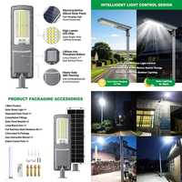 Lampe solaire tout-en-un pour éclairage de rue, LED, extérieure, IP65, étanche à la pluie, allumage/extinction automatique, charge rapide pour l'éclairage routier