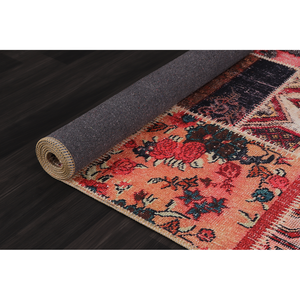 Modern Handmade Rectangular Kilim <b>Rug</b> with Red Medallion Patchwork Design <b>Washable</b> High Quality Room Decor - Product Image 2
