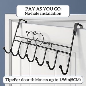 Colgador de puerta de metal negro con ganchos para toallas Organizador de puerta decorativo para uso en ropa - Product Image 4