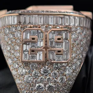 Luxury iced out hip hop vvs moissanite baguette <b>ring</b> 925 sterling silver championship <b>men</b> jewelry - Product Image 4