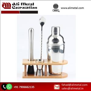 Outil essentiel de barre de bouteille d'acier inoxydable avec le support en bois pour la maison de barre et entièrement la personnalisation. - Product Image 6