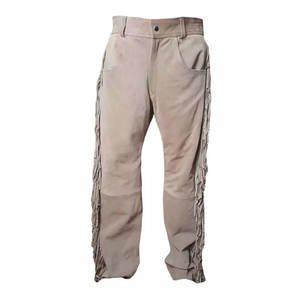 2025 nouveauté hommes décontracté frange daim cuir pantalon haut de gamme Western Cowboy gland pantalon toile tissu bas quantité minimale de commande - Product Image 2