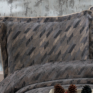 Guzide JULIA 4-Piece Anthracite Grey Customized Luxury <b>Bedspread</b> <b>Set</b> 100% Chenille Organic Knitted Modern Pattern - Product Image 2