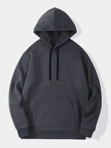 Unisex Korean Style Cotton Plain Hoodies Men's Women's Plus Size Winter Cropped Custom <b>Black</b> Color Front Print-Direct - Product Image 2