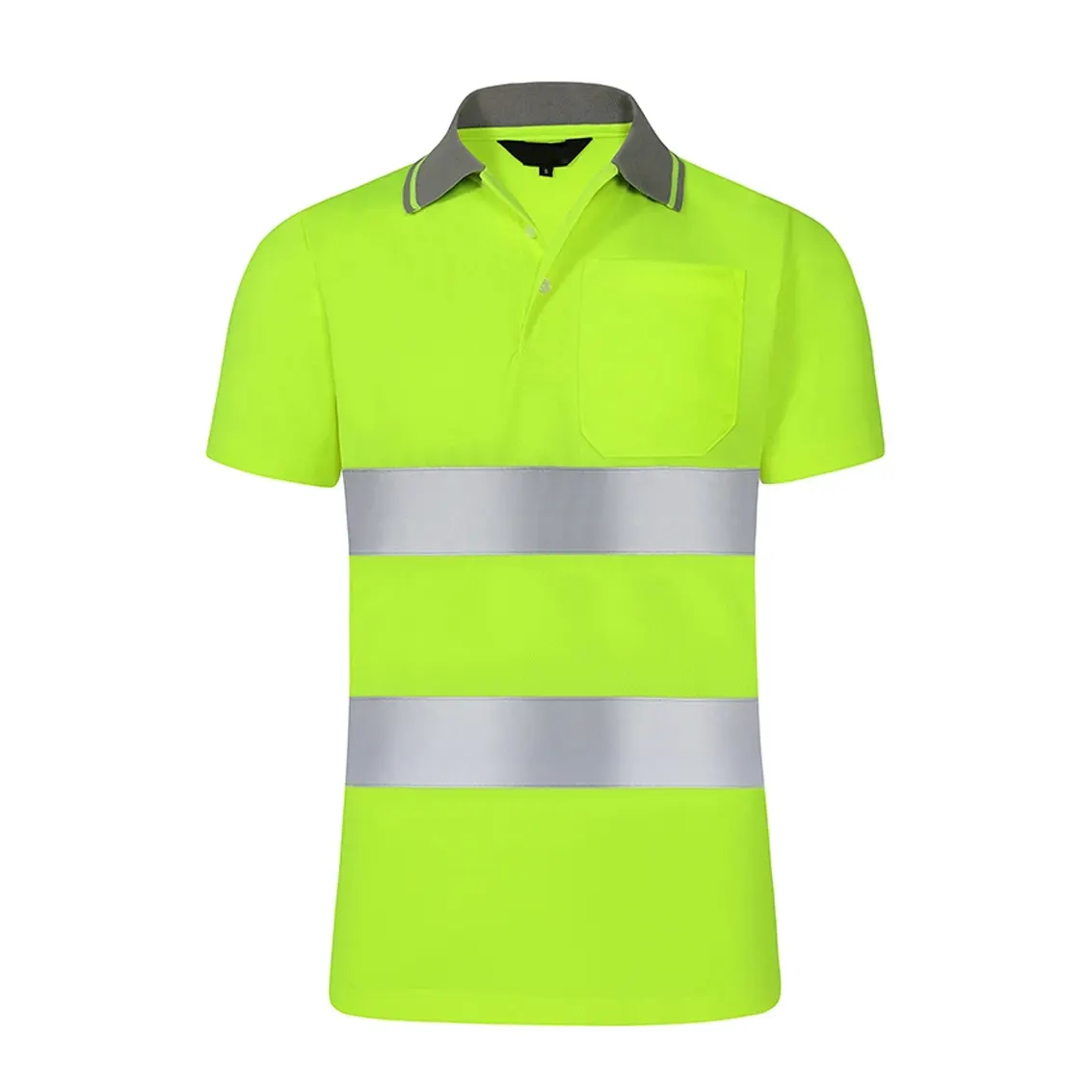 Hi Vis Long Sleeve Reflective Safety Work-wear Polo Shirt Wholesale Cheap 100% Cotton Corporate Work Wear Polo Shirts