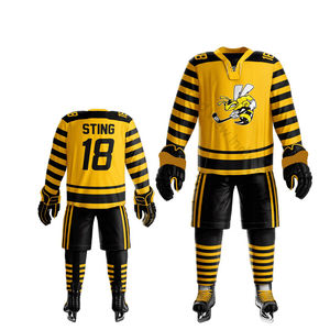 Fabrication sur mesure uniforme de hockey sur glace grande taille pour hommes avec sublimation numérique chemises et shorts à manches longues en vente pour hommes OEM - Product Image 2