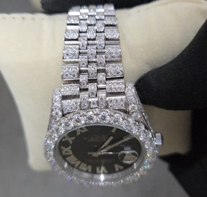 Reloj de Lujo para Hombre, Automático, de Acero Inoxidable, con Cristal de Moissanita VVS1 de Corte Brillante, Estilo Hip Hop, Analógico, con Fecha Automática - Product Image 5