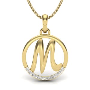Initial M <b>Letter</b> <b>Brass</b> Zircon Pendant 18k Gold Plated Cursive Minimalist Wholesale Necklace For Women - Product Image 1
