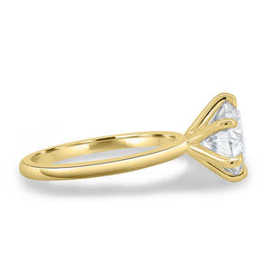 Luxueux fait à la main 18K or jaune massif rond brillant Solitaire coupe diamant cultivé en laboratoire 6 griffes bagues de promesse délicates pour femmes - Product Image 4