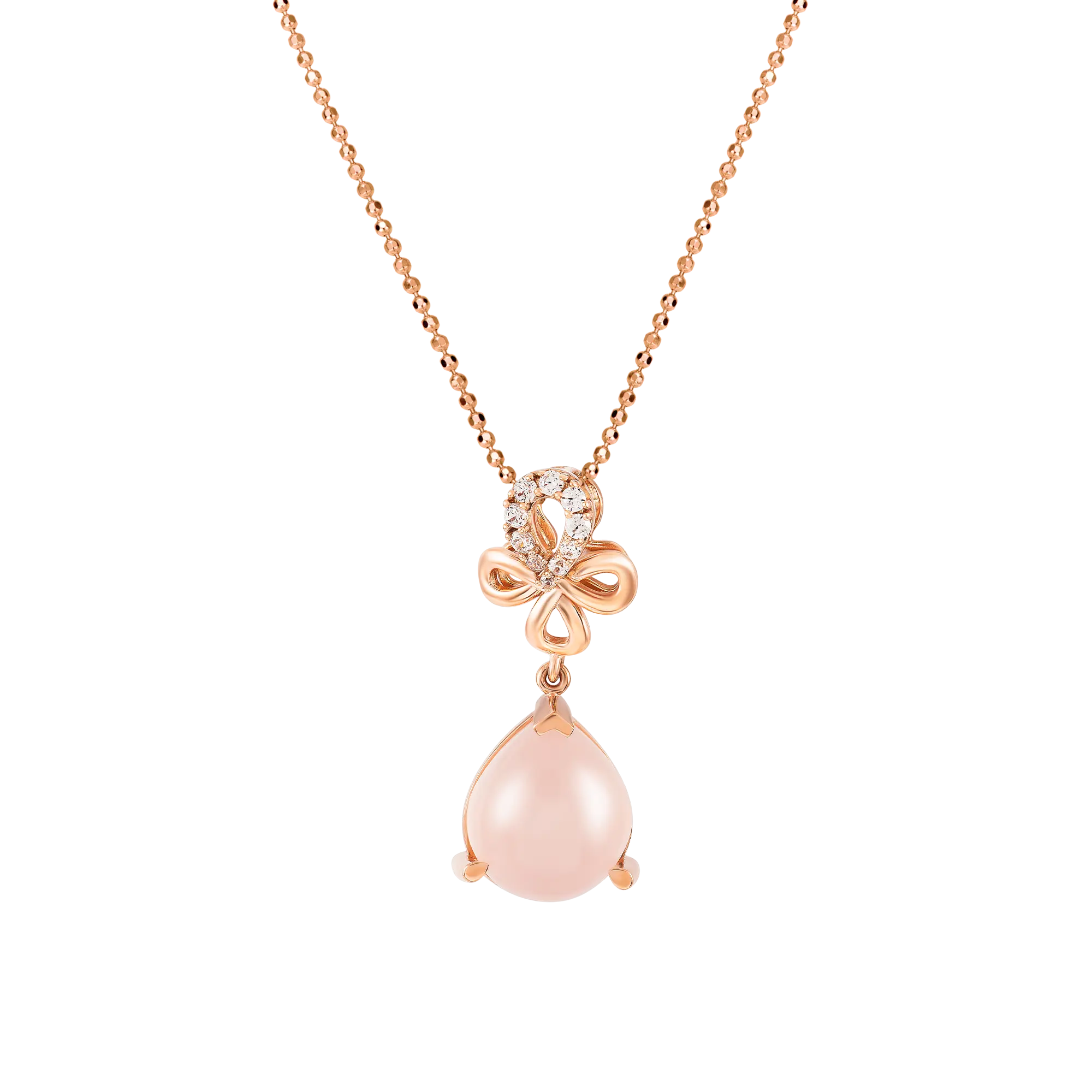 14K solid gold natural stone moon gemstone fine jewelry necklaces with rose gold pendant and gold chain for woman - PNJ Vietnam