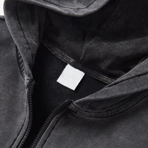 Streetwear Vintage surdimensionné en détresse lavage à l'acide hiver brodé Double manches à capuche hommes usine meilleure qualité conception - Product Image 4