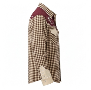 Camisa Vaquera Unisex de Manga Larga con Bordado Floral, Estilo Rodeo, Cierre de Botones, Corte Ajustado, Ribete en Contraste, 100% Algodón - Product Image 3