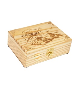 Urne en bois faite à la main gravure boîte à bijoux sculptée à la main pour femmes-hommes bijou | Boîtes décoratives | Stockage (boussole de montagne) - Product Image 2