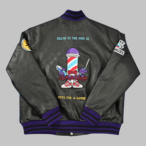 Chaqueta Varsity personalizada invierno alta calidad mangas de cuero universidad béisbol Letterman lana Varsity chaqueta para hombres - Product Image 6