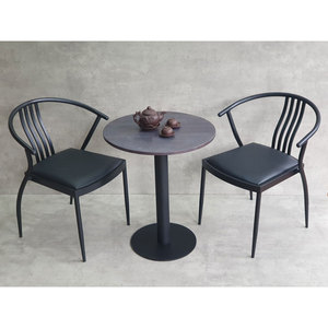 Contemporary Wood <b>Restaurant</b> Furniture <b>Set</b> 2 Chairs & 1 Round Table Comfortable Design - Product Image 3