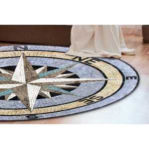 Alfombras Redondas Compass - Alfombras Redondas con Diseño de Brújula, Alfombra Artística Moderna, Alfombra de Terciopelo - Product Image 2