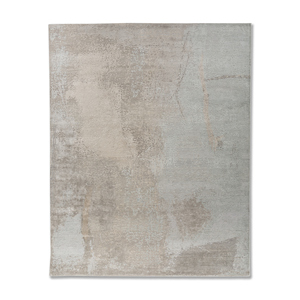 Alfombra Entropy Gris y Negra Anudada a Mano de Lana y Seda de Bambú, Rectangular de 9x12, para Sala de Estar, Pasillo, Patrón Abstracto -AKWB-3582 - Product Image 1