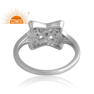 แหวนพลอยสีเงินชุบแพลเลเดียมแบบธรรมชาติและสีขาวโทแพซแบบปรับแต่งได้สำหรับผู้หญิง - Product Image 2