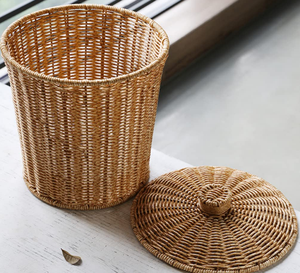 Panier à linge rustique en bambou artisanal et durable, couleur naturelle, pour l'organisation des vêtements et le rangement dans le salon/la penderie - Product Image 3