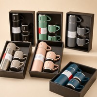 Tasse isotherme en acier inoxydable 304 la plus vendue, avec trois couvercles, poignée pour voiture, grande capacité, ensemble cadeau épaissi