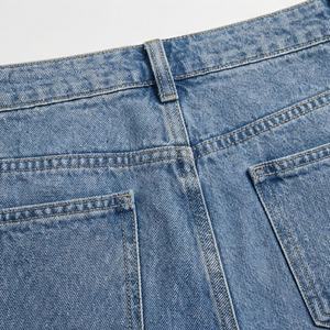 Pantalon en jean décontracté pour femme, taille mi-haute, coton, style hip-hop, coupe droite, coupe régulière, automne-hiver, couleur personnalisable, respirant, coupe-vent - Product Image 4