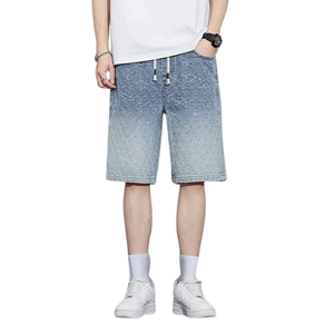 Shorts en jean décontractés pour hommes de haute qualité avec un style urbain, design élégant à ourlet coupé, séchage rapide et respirant - Product Image 1