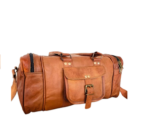 Bolsa de lona de cuero hecha a mano de lujo equipaje de viaje de cuero genuino elegante FIN DE SEMANA bolsa de gimnasio de noche llevar al por mayor - Product Image 1