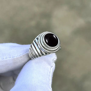 Anillo de sello para hombre, diseño clásico, anillo de ónix negro Natural, joyería de declaración rectangular de Plata de Ley 925, Fabricante Mayorista - Product Image 5