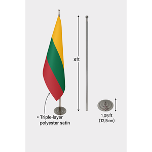 Drapeau intérieur officiel de Lituanie 3x5 pieds, style fanion, imprimé numériquement, en coton, avec mât en aluminium, pour bureau, voiture, personnalisable, en nylon et plastique - Product Image 6