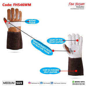 Venta al por mayor cómodos guantes de cuero de grano superior redondo estilo de trabajo pesado guantes de seguridad de soldadura Tig - Product Image 2