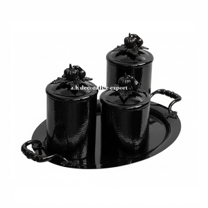 Silver Hammered Metal Luxury Handcrafted Kitchen Storage <b>Canister</b> <b>Set</b> with Eco-Friendly Dishwasher Safe Lids - Product Image 4