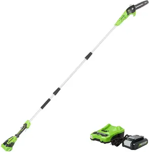 Greenworks 24V 8 pulgadas Sierra de poste inalámbrica 2.0Ah batería y cargador incluidos