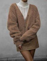 Pull décontracté pour femme, style élégant, prix abordable, qualité supérieure, respirant, anti-plis, en laine et cachemire, avec logo personnalisé, 2 attaches frontales