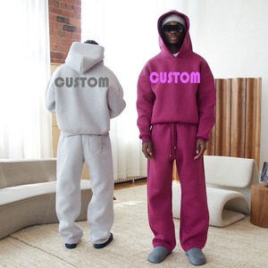 Wholesale Unisex Tracksuit Pullover Blank Plain Sweatsuits Baggy Oversized Hoodie and <b>Sweatpants</b> <b>Set</b> Sweat Suits Men - Product Image 1