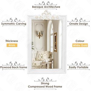 Tường gương-cho phòng tắm tường với trang trí công phu thiết kế hình chữ nhật Shape Vintage Wall Mount trang trí nội thất cho phòng tắm, phòng ngủ, vanity, tiền sảnh - Product Image 3