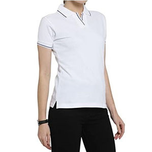 Haute qualité femmes 100% coton pour polos coupe ajustée à manches courtes respirant Anti-rides solide pour Golf sport tenue décontracté - Product Image 3
