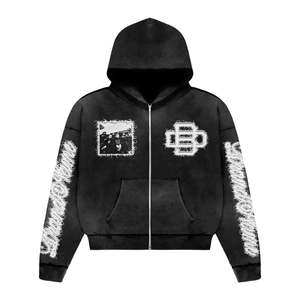 ชุดเซ็ตแทรคสูท 2 in 1 สไตล์สตรีทแวร์ ลายพิมพ์สปริง ดีไซน์ทำสีซีดแบบแอซิดวอช ผ้าคอตตอน 100% น้ำหนักมาก แบบมีฮู้ด พร้อมเชือกผูก  สำหรับทั้งผู้ชายและผู้หญิง - Product Image 3