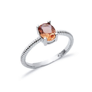 แหวนหินซัลทาไนต์ทรงไข่6x8มม. เครื่องประดับเงินสเตอริง925แฮนด์เมดสไตล์ตุรกี - Product Image 3